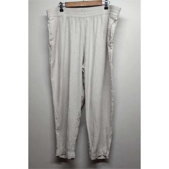 Old Navy Pants - Old Navy Linen Pants Women Size XL Tan Elastic Waist Straight Leg Boho Casual